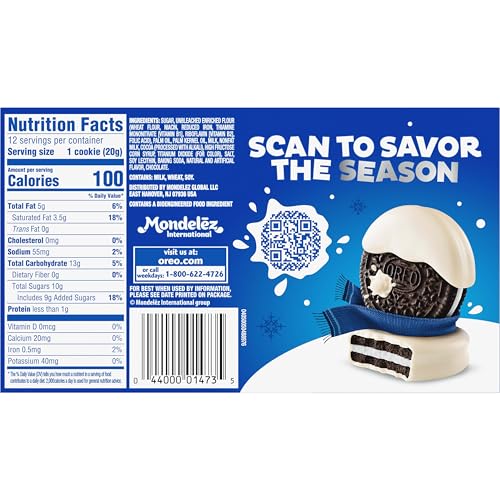 OREO WHITE FUDGE COVERED CHOCOLATE SANDWICH COOKIES, LIMITED EDITION HOLIDAY COOKIES, 8.5 OZ