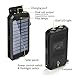 Solar Charger, BESWILL 10000MAH Solar Phone Charger Waterproof Portable External Battery Pack Dual USB Solar Power Bank with 2 Flashlights Carabiner and Compass for Smart Devices
