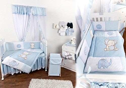 Baby bedding Boy Bed Desing 4 pcs Set Crib 100% Cotton Sateen Blue Elephant