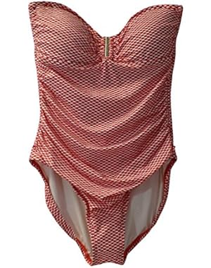 Women's Color Blocked Bandeau One Piece Swimsuit