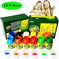 Magicdo 12 Cols Finger Paint Kit for Kids, Washable Paint Set, Non-Toxic Finger Painting Kit for Arts, Crafts and Posters, 12 X 30 ml (1.02 fl.oz)