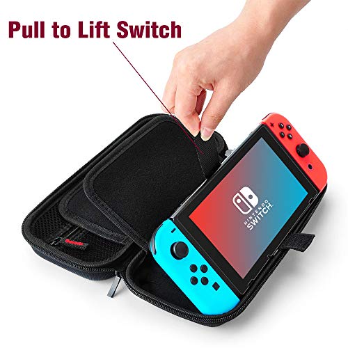 Aukor Carrying Case for Nintendo Switch with 20 Games Cartridge Holders, Protective Hard Shell Travel Carrying Case Pouch for Nintendo Switch Console Accessories, Black