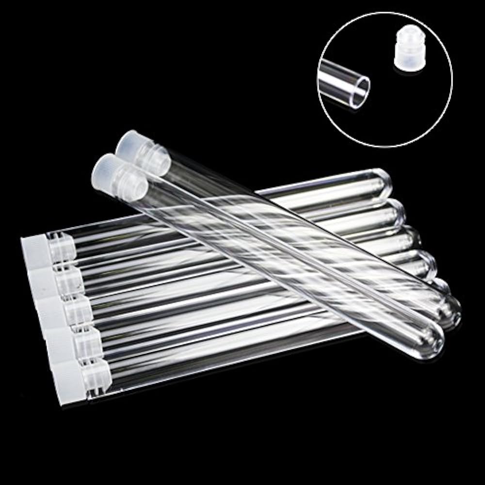 48pcs 16x150mm Test Tubes Clear Plastic Test Tube With Caps For
