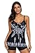 Urban Virgin Womens 2 Piece Bikini Spaghetti Strap Printed Padded Tank Top Tankini Swimsuits For Women Black XXXL(US:18-20)