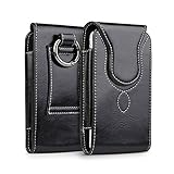 iPhone 8 Plus Pouch Case, kiwitatá iPhone 7 Plus Leather Belt Holster Carrying Case with Round Metal Carabiner For iPhone 6 Plus 6S Plus ( Fits Phone with a case On) Black