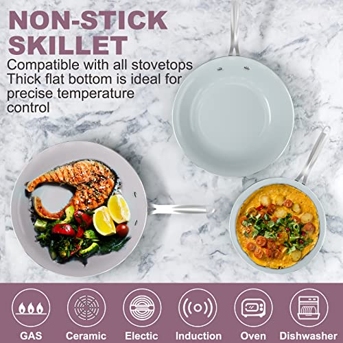 COOKER KING Non stick Frying Pan set, 3Piece Ceramic Pans,8"+10"+12