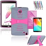 LG G Pad 2 8.0 /G Pad F 8.0 Case, EpicGadget(TM) Heavy Duty Hybrid Case Full Protection Cover with Kickstand For LG Gpad 2 8 / Gpad F 8+ G Pad 2/F 8.0 Screen Protector and 1 Stylus (Gray/Pink)