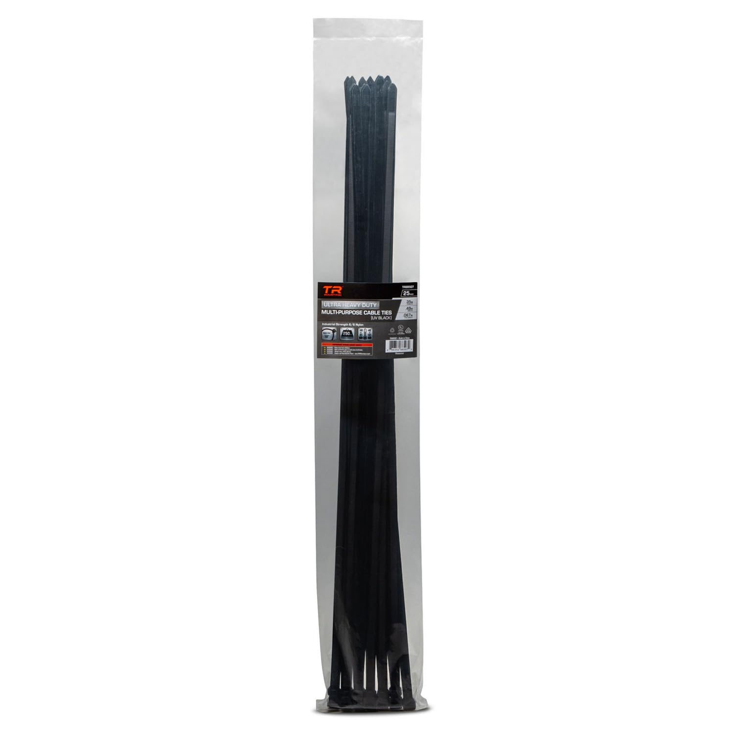 TR Industrial Ultra Heavy Duty Multi-Purpose UV Cable Ties (25-Piece), 250 lbs. Tensile Strength, 35", Black