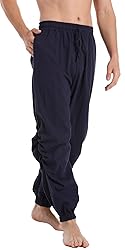 perdontoo Mens Casual Cotton Linen Pant Elastic