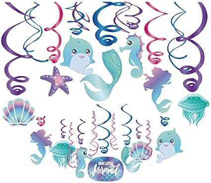 Amazon Com 30ct Mermaid Hanging Swirl Decorations Mermaid Tail