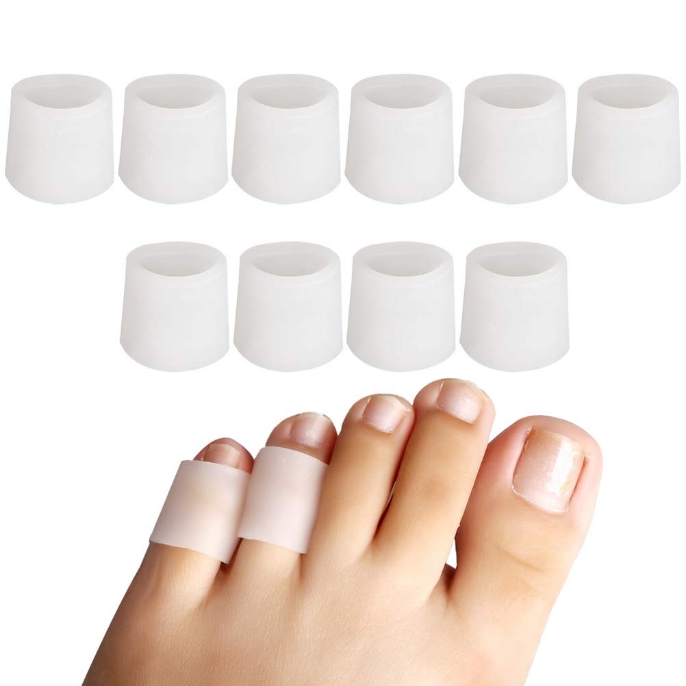 nuosen 5 Pairs Toe Protectors, Soft Gel Toe Sleeves For Corns Remover, Protecting From Blister Grinding Feet