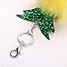 Fur Pineapple Pom Pom Keychain Bag Purse Charm Green Leaves Fluffy Fur Ball Key Chain for Women Grils (Yellow)