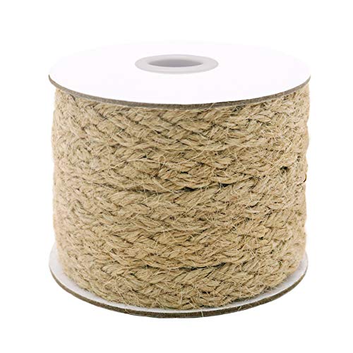 Vivifying 11mm Jute Rope, 33 Feet Natural Braided Jute Macrame Cord for Garden, Gifts, DIY Crafts (Brown)