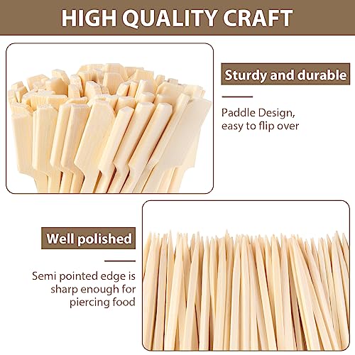 HAKSEN 400PCS Bamboo Paddle Picks, 4.7 Inch Bamboo Paddle Skewers Bamboo Toothpicks for Appetizers Sandwich Candy Apple Cocktail Kabobs
