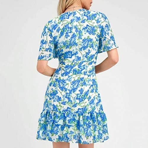 Plojuxi レディース ワンピース 袖あり Vネック 半袖 ドレス 花柄 オトナ 着痩せ チュニックトップス スカート 大人 エレガント 可愛い おしゃれ パーティードレス カジュアル シャーリング ビーチ レディース 作業 ドレス B0vfw6tl 292円 人気海外一番 100 品質