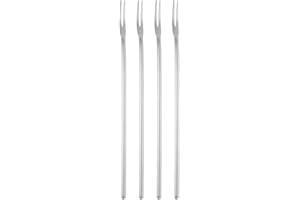 uxcell 4 Pcs Pickle Fork, 8.6 Inch Olive Fork with Long Handle, Stainless Steel Cocktail Forks, 2-Tine Fork for Dessert Cockt