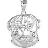 Dazzling 925 Sterling Silver Pug Dog Head Charm Pendant