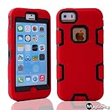 5C Case, iPhone 5C Case Cover, Magicsky Full Body Hybrid Impact Shockproof Defender Case Cover for Apple iPhone 5C, 1 Pack(Black/Red)