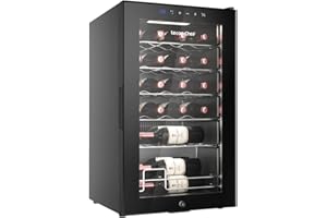 LECON CHEF Leconchef 24 Bottle Wine Cooler/Cabinet Beverage Refrigerator,Mini Wine Fridge Beer Soda Clear Glass Door Counter Top Bar Fridge, Quiet Operation Compressor Adjust Temperature Freestanding