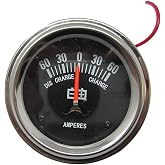 Chrome Amp Meter (60-0-60) Fits Ford/New Holland 8N | Black face gauge, 2-1/16 in diameter, Fits Ford/New Holland 9N 2N NAA 600 700 800 900, Replaces OE# A0NN10670A