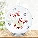 Faith Hope and Love Ornament - Hanging Glass Ball Christmas Ornament with LED Votive Candle and Glitter Inside - Hand Pained Snowflakes - Glass Christmas Ornament