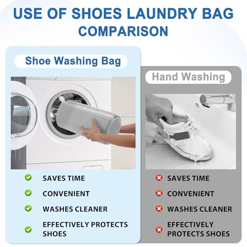 Teletrogy 2 Pieces Washing Bag for Washing Machine, Shoe Wash Bags with Side Zip, Reusable Without Distortion Large Capacity Washing Machine Bag, Grey