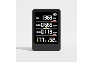 PERFORMANCE GURU Air Quality Monitor, Professional & Accurate CO2, TVOC, HCHO, Humidity& Temperature Particle Counter, for Home, Office, School, Hotel, Car
