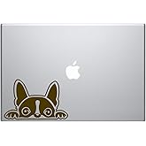 Boston Terrier Peeking Over 6" Vinyl Car Truck Decal Sticker Dogs Rescue Adopt Animals Cute Funny Adorable (Brown)
