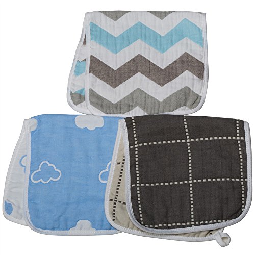 ARNZION Burp Cloths Large 20” by 10” 6 Layers Muslin Versatile Baby Boys Washcloths Nursing Cloths for Babies 100% Cotton 3 Pack - Thumbnail 7