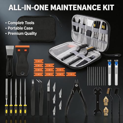 3D Printing Cleaning Brush 3D Printing Toolkit for Bambu Lab Tool 3D Printer Tools 3D Printer Scraper Nozzle Cleaning Kit with Tweezers, Pliers, Nozzle Needles, Wrenches, Screwdriver Bits