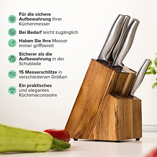 Knife Block Wood / Knife Holder Raf By Coninx | Knife Block Made Of High Quality Wood | Without Knives | (Accacia)