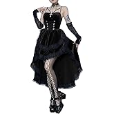 TSMNZMU Womens Gothic Velvet Corset Dress - Vintage Fairy Lolita Punk Grunge Long Goth Emo Alt Halter Dress