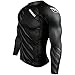 Hayabusa Metaru Charged Long Sleeve Brazilian Jiu Jitsu Rash Guard Shirt (Black, L)
