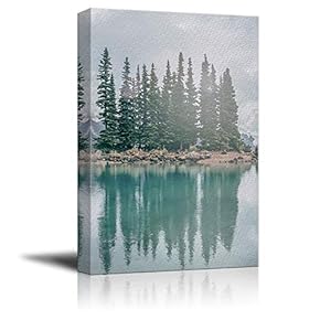 Canvas Wall Art for Living Room,Bedroom Home Artwork Paintings A Clear Calm Lake Ready to Hang - 12x18 inches