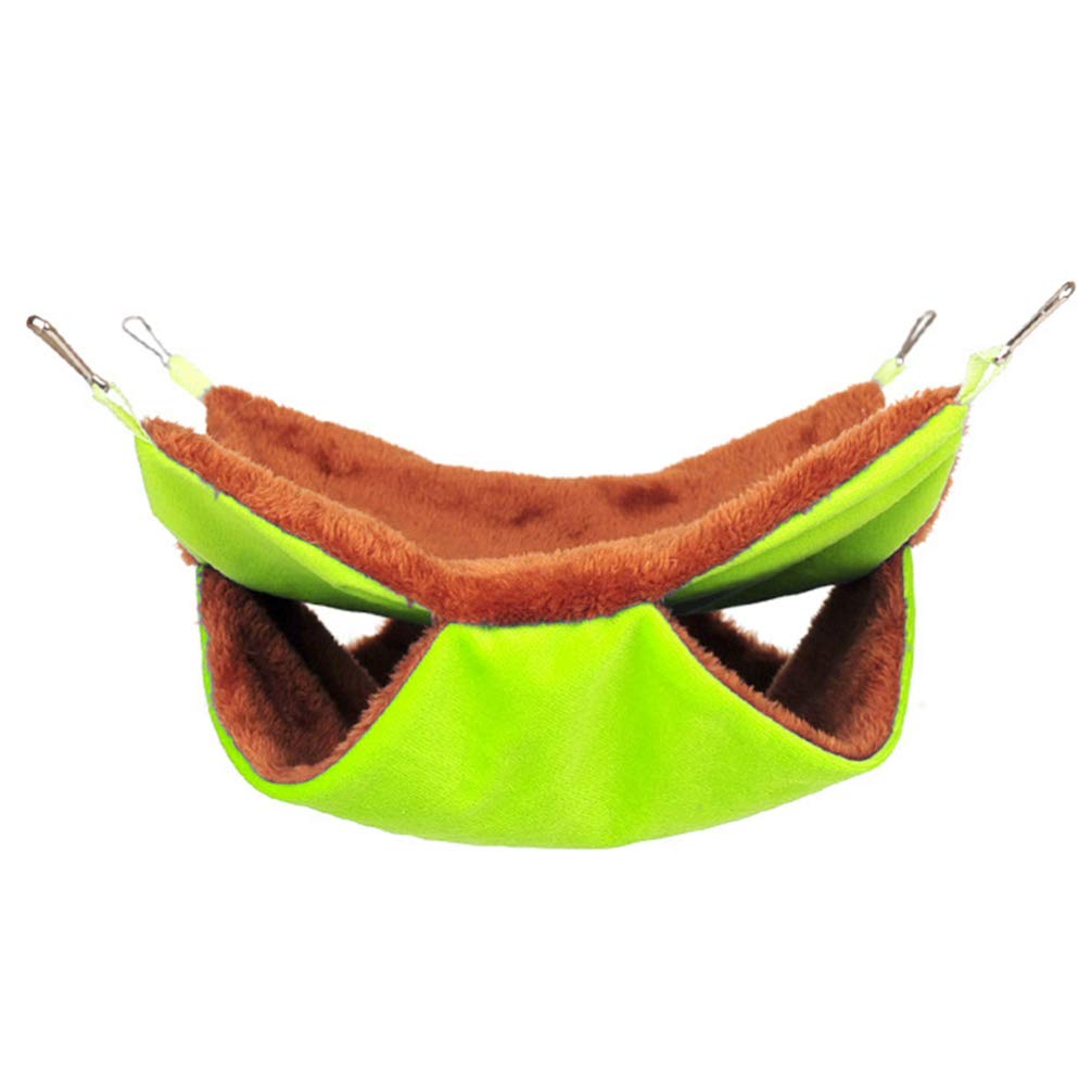 Balacoo Pet Cage Hammock Double Bunkbed Hammock Thick Warm Bed Easy to Attach to a Cage for Small Animal Parrot Sugar Glider Ferret Squirrel Hamster Rat (Green, Size S)