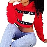 Forlisea Women's Long Sleeve Print Crop Top Hoodies Sweatshirt