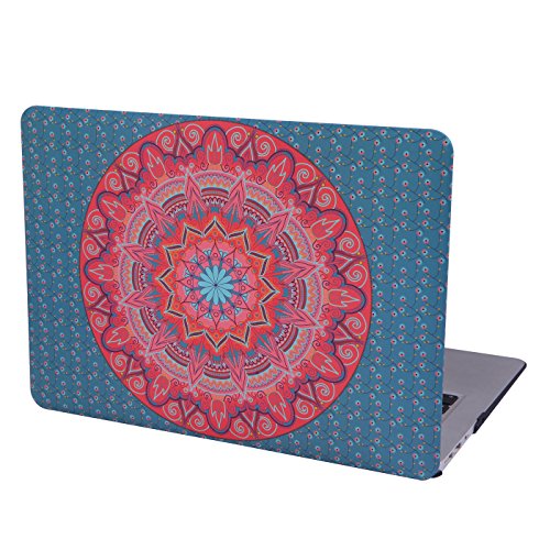 HDE Case for MacBook Air 13 Case Mandala Print Designer Plastic Snap On Case Fits Models A1369 / A1466 (Teal Coral)