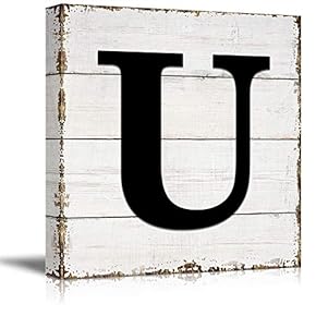 Canvas Wall Art English Letter Wood Background Home Wall Decorations for Bedroom Living Room Paintings Canvas Prints Framed - 12x12 inches