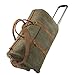 Kattee Rolling Duffle Bag with Wheels Canvas Travel Luggage Duffel Bag 50L (Army Green)