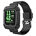 UMTELE Compatible for Fitbit Versa & Versa Lite Bands and Case, [Rugged Pro] Resilient Protective Case with Replacement Wristband Strap for Fitbit Versa (Black+Grey)