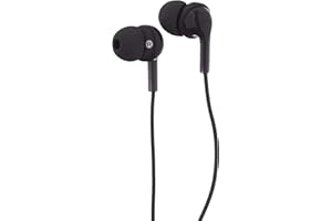 Amazon Basics In-Ear Wired Headphones, Earbuds with Microphone No Wireless Technology, Black