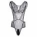 FEESHOW Men's One-Piece Lingerie Sissy Pouch Leotard Thong Mesh Bodysuit Nightwear Black XL