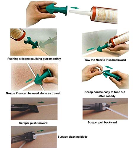 Caulk Nozzle and Scraper Set, Silicone Caulking Finisher (3 Different Radius)
