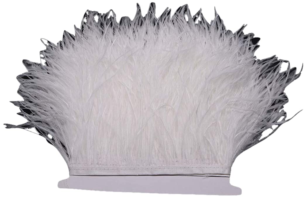 34 Colours Quality Ostrich Feather Trimming Fringe for Millinery Craft Dress Making (Ivory)