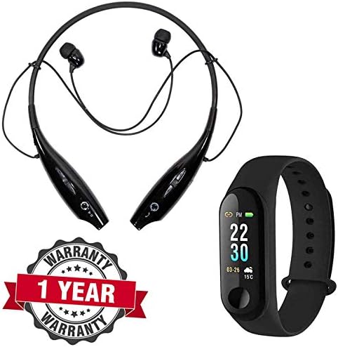 Raptas RapGear M3 Fitness Watch Sport Wristband Activity Tracker Heart Rate Monitor, Sleep, Step Counter and Wireless HBS730 Neckband Bluetooth Headset with Microphone and SD Card Supported