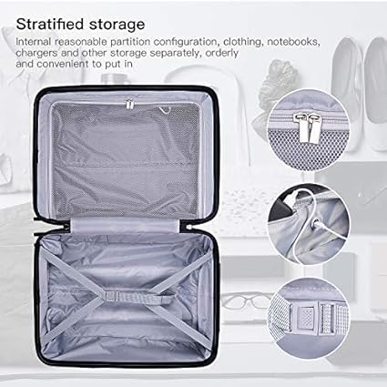 REYLEO Hardside Luggage 21 Inch Carry On Luggage 4-level Handle Travel Suitcase with Two USB Charging Port 8 Silent Spinner Wheels Built-in TSA Lock, ...