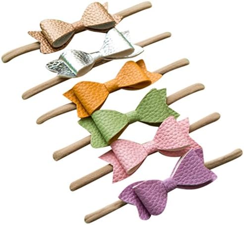 Sweet Valentina Set 6 Bow Faux Leather - Baby headband lace bow - Headband Bow Set