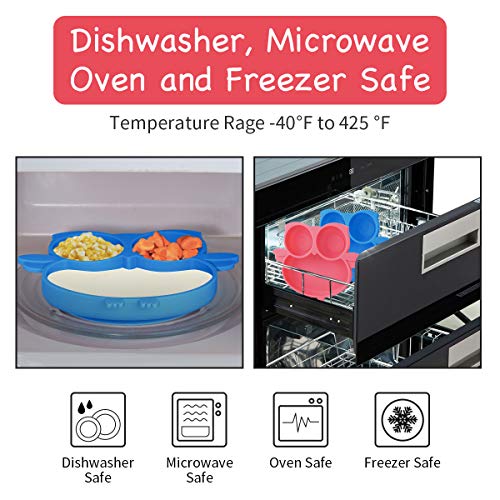 image for Kirecoo Owl Suction Silicone Plate for Toddlers - Self Feeding Trainin