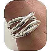 Annpro Chunky Statement Ring for Women,Minimalist Thick Stacking Ring Simple Adjustable Open Wide Rings Stackable Jewelry