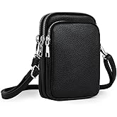 Cell Phone Purse Small Crossbody Bag for Women Men Leather Mini Shoulder Bag Wallet with Card Holder Slot Pouch Neck Strap for All Smartphones iPhone 16 Pro Max 15 Plus 14 13 12 11 X up to 7.5" Silver